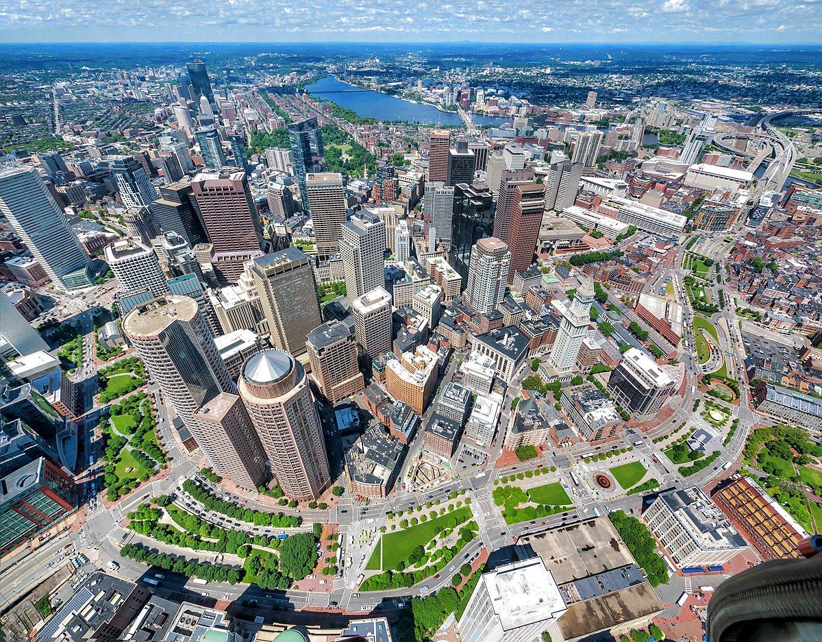 Rose Kennedy Greenway in Boston Aerial Shot in Summer