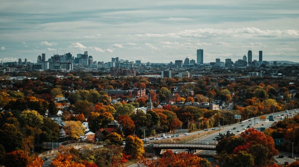 Boston, Massachusetts skyline in the fall